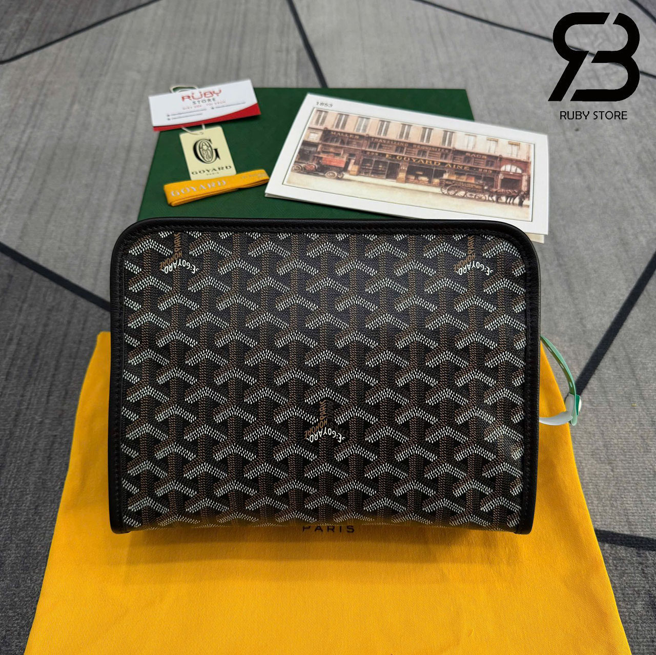 Túi Goyard Jouvence Toiletry Clutch Bag MM Black Đen Best Sale