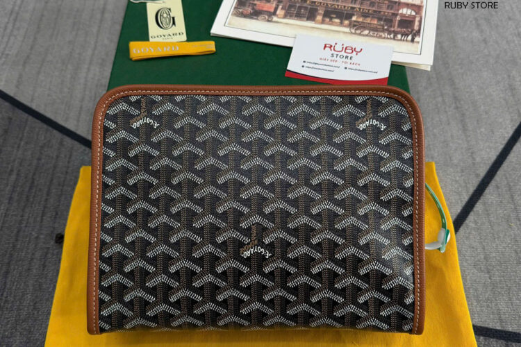 Túi Goyard Jouvence Toiletry Clutch Bag MM Black Tan Đen Nâu Best Sale