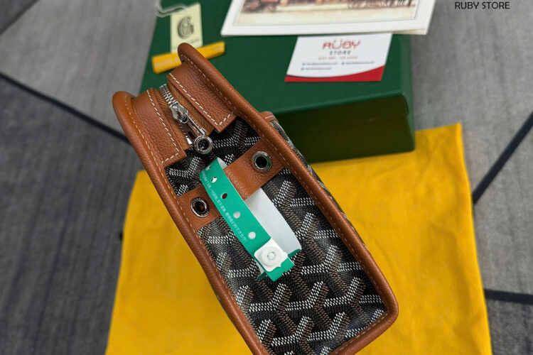 Túi Goyard Jouvence Toiletry Clutch Bag MM Black Tan Đen Nâu Best Sale