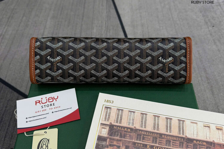 Túi Goyard Jouvence Toiletry Clutch Bag MM Black Tan Đen Nâu Best Sale