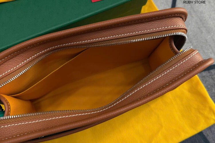 Túi Goyard Jouvence Toiletry Clutch Bag MM Black Tan Đen Nâu Best Sale