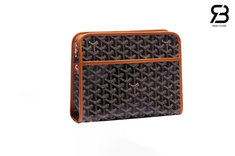 Túi Goyard Jouvence Toiletry Clutch Bag MM Black Tan Đen Nâu Best Quality