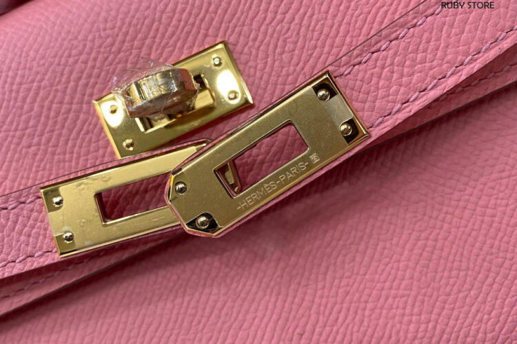 Túi Hermes Kelly Pochette 22 Rose Confetti Epsom Hồng GHW Best Quality