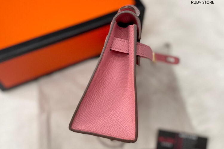 Túi Hermes Kelly Pochette 22 Rose Confetti Epsom Hồng GHW Best Quality