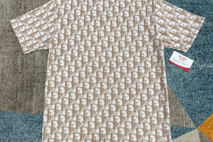 Áo Dior Oblique T-Shirt Beige Cotton Terry Jersey Màu Be