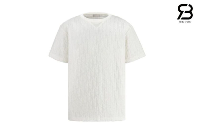 Áo Dior Oblique T-Shirt Off White Cotton Terry Trắng