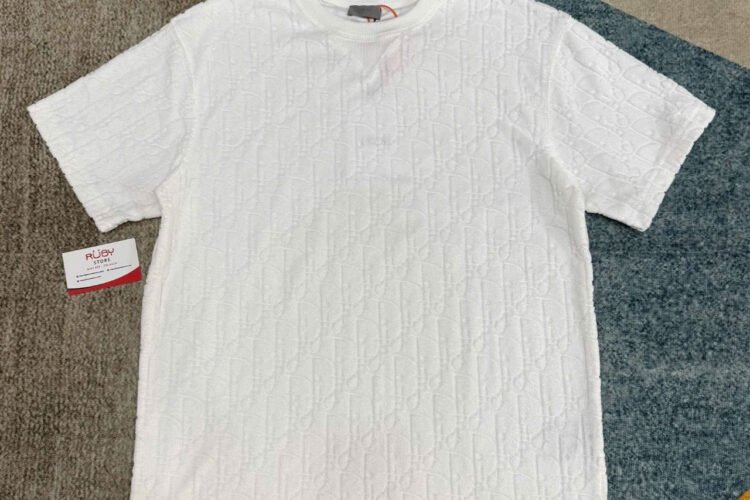 Áo Dior Oblique T-Shirt Off White Cotton Terry Trắng