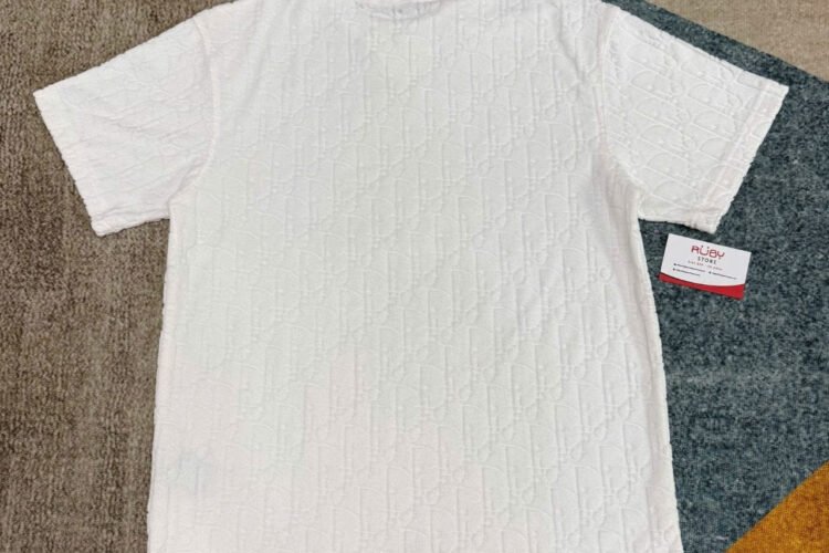 Áo Dior Oblique T-Shirt Off White Cotton Terry Trắng
