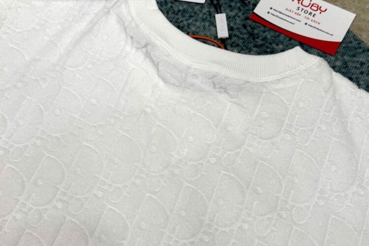 Áo Dior Oblique T-Shirt Off White Cotton Terry Trắng