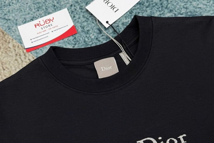 Áo Dior T-Shirt with Embroidery Black and White "No Dior No Dietrich"