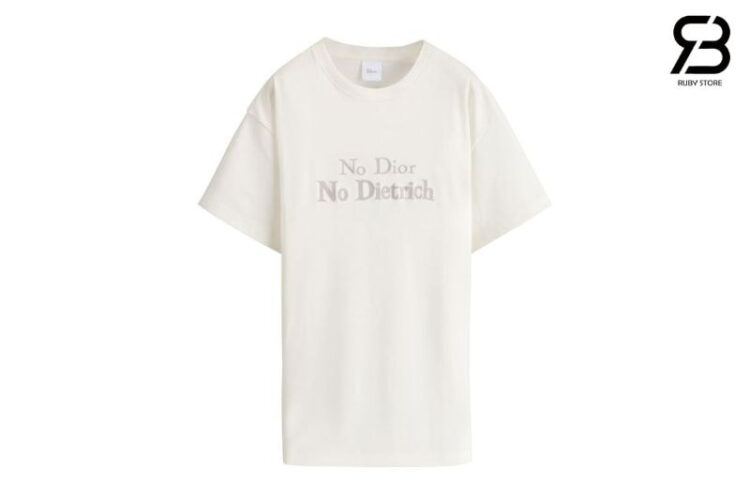 Áo Dior T-Shirt with Embroidery White "No Dior No Dietrich" Trắng