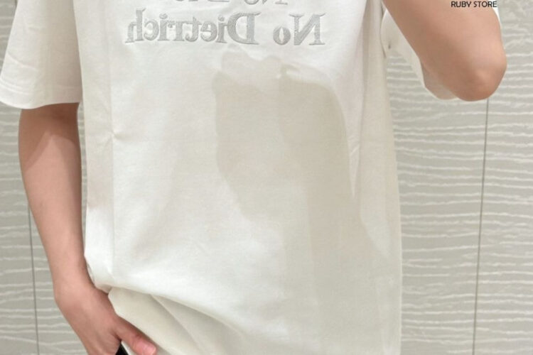Áo Dior T-Shirt with Embroidery White "No Dior No Dietrich" Trắng