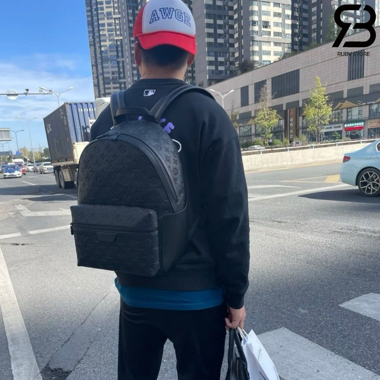 Ba Lô LV Discovery Backpack Black Monogram Shadow Đen