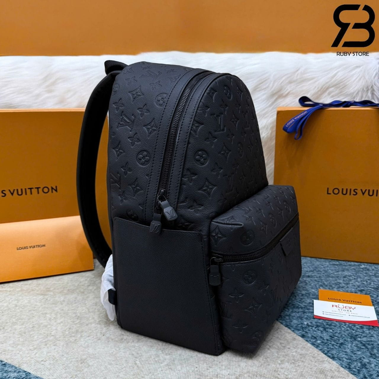 Ba Lô LV Discovery Backpack Black Monogram Shadow đen