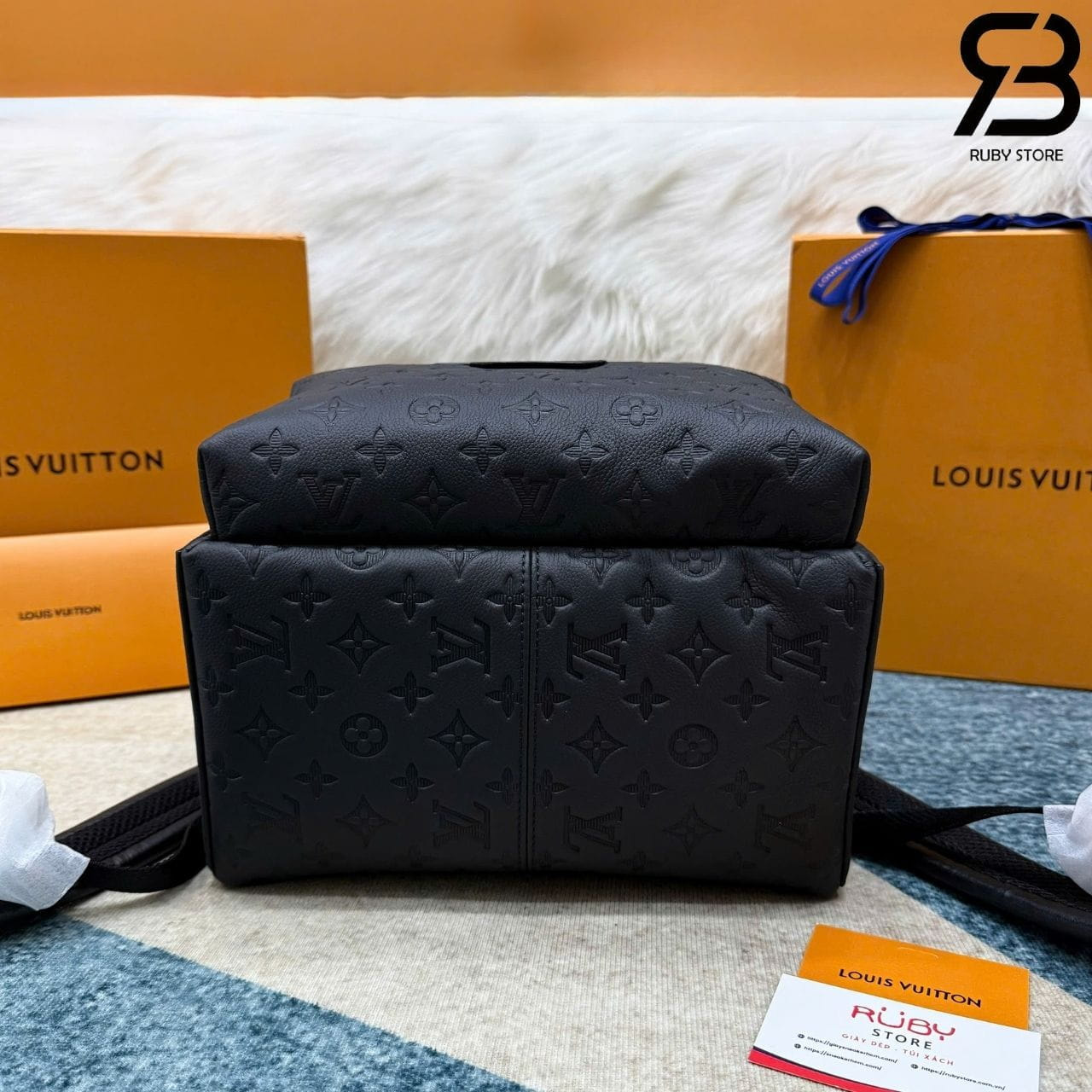 Ba Lô LV Discovery Backpack Black Monogram Shadow đen