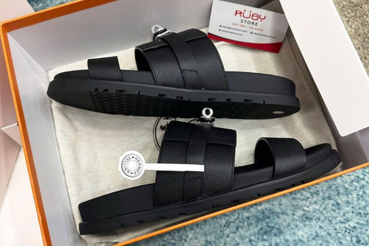 Dép Hermes Jackson Sandal Noir Epsom PHW Đen Best Pháp