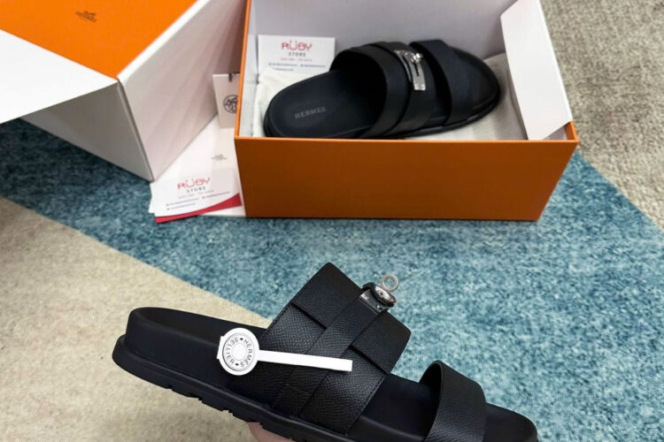 Dép Hermes Jackson Sandal Noir Epsom PHW Đen Best Pháp