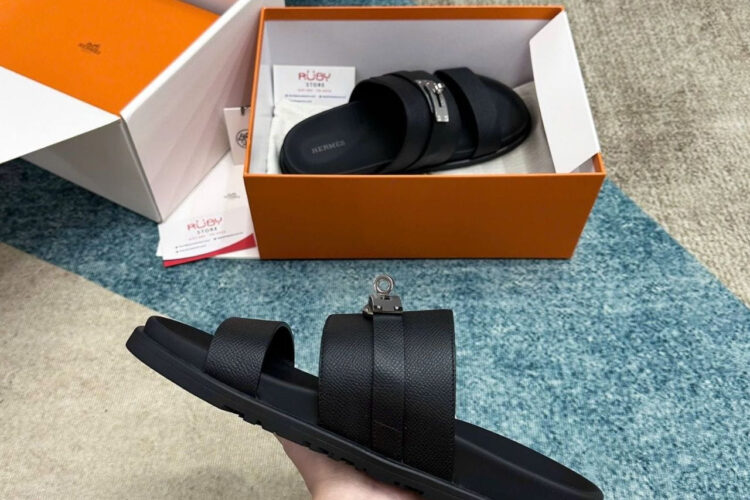 Dép Hermes Jackson Sandal Noir Epsom PHW Đen Best Pháp