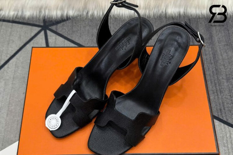 Giày Cao Gót Hermes Eternite 80 Sandal Black Màu Đen