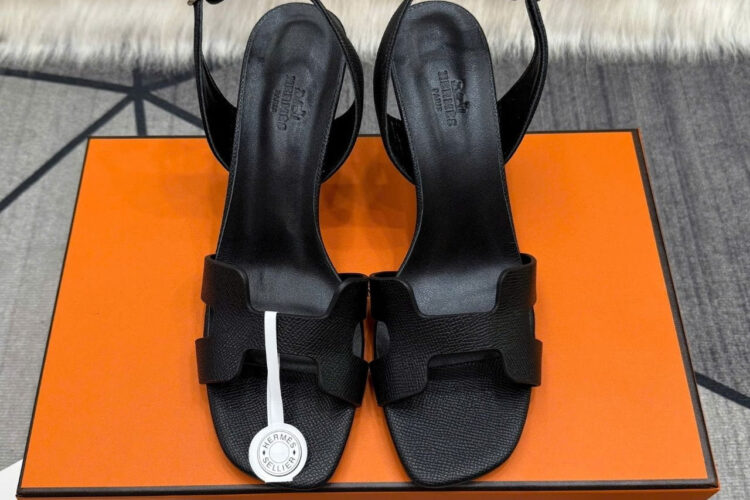 Giày Cao Gót Hermes Eternite 80 Sandal Black Màu Đen