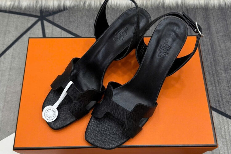 Giày Cao Gót Hermes Eternite 80 Sandal Black Màu Đen