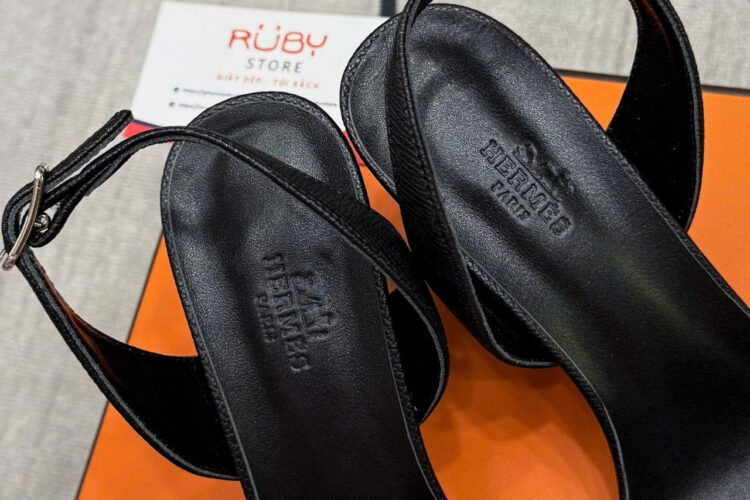 Giày Cao Gót Hermes Eternite 80 Sandal Black Màu Đen