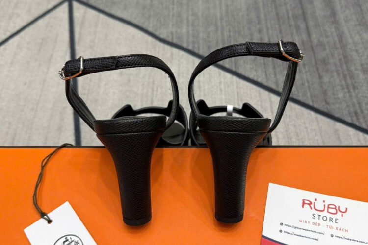 Giày Cao Gót Hermes Eternite 80 Sandal Black Màu Đen