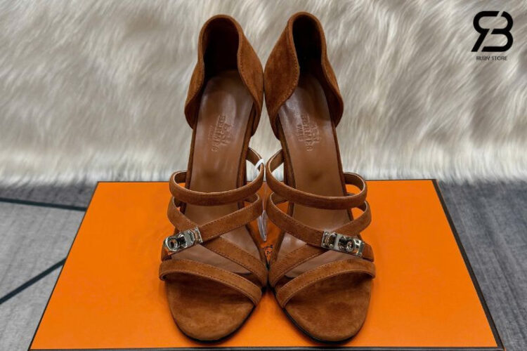 Giày Cao Gót Hermes Lipstick 105 Sandal Brown Màu Nâu
