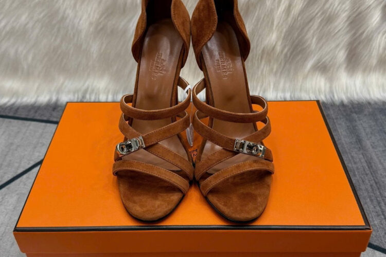 Giày Cao Gót Hermes Lipstick 105 Sandal Brown Màu Nâu
