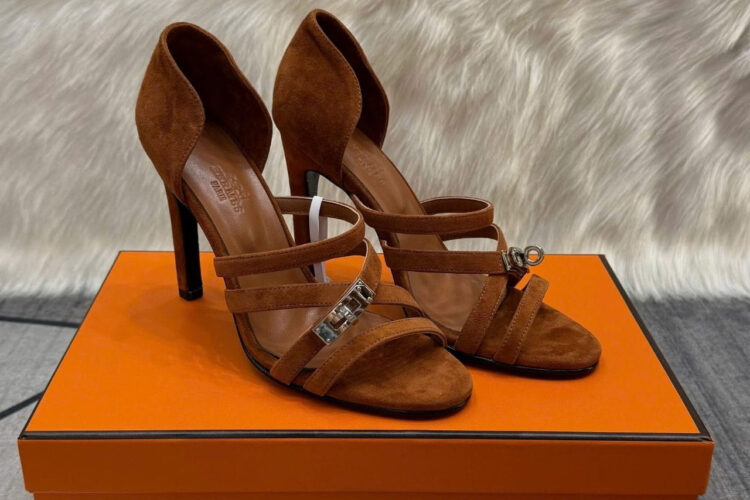 Giày Cao Gót Hermes Lipstick 105 Sandal Brown Màu Nâu