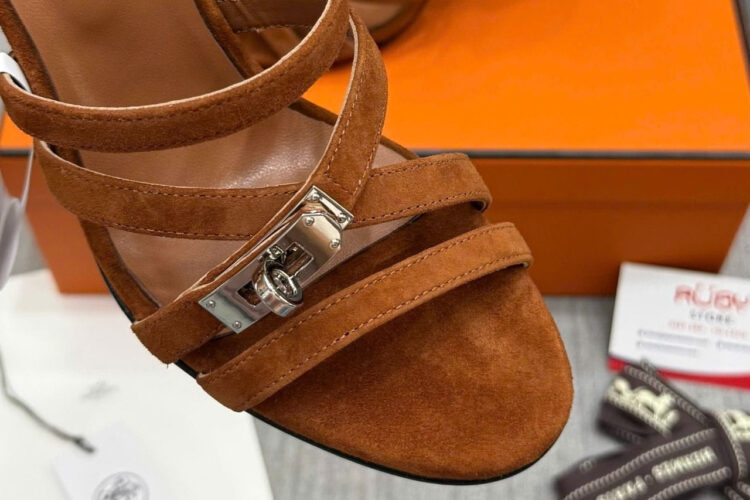 Giày Cao Gót Hermes Lipstick 105 Sandal Brown Màu Nâu