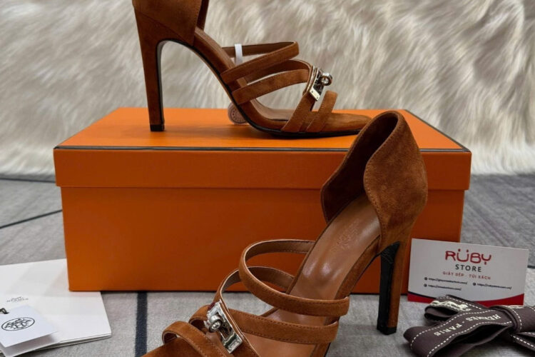 Giày Cao Gót Hermes Lipstick 105 Sandal Brown Màu Nâu