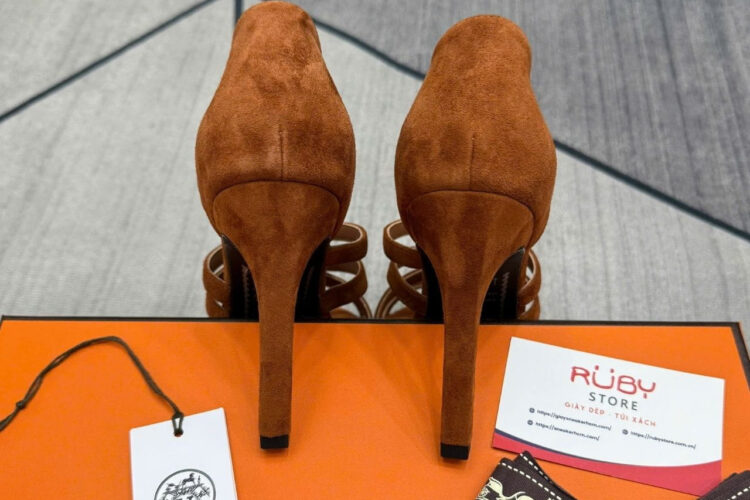 Giày Cao Gót Hermes Lipstick 105 Sandal Brown Màu Nâu