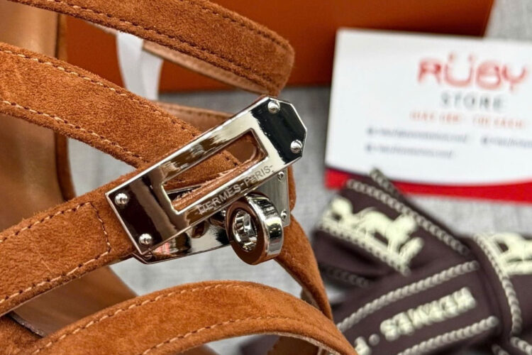 Giày Cao Gót Hermes Lipstick 105 Sandal Brown Màu Nâu