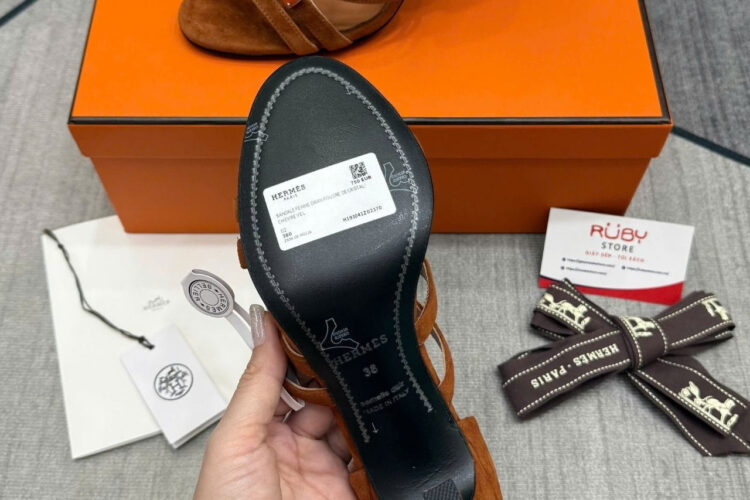 Giày Cao Gót Hermes Lipstick 105 Sandal Brown Màu Nâu