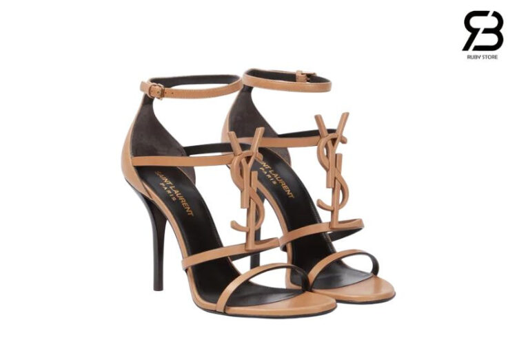 Giày Cao Gót YSL Cassandra Logo Plaque Sandals Màu Vàng Gold