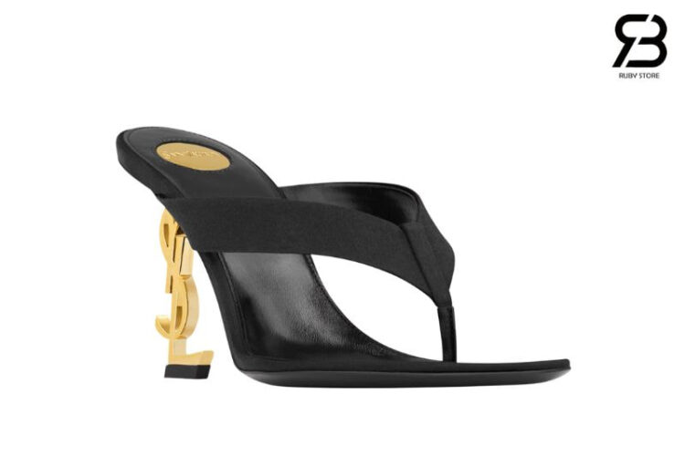 Giày Cao Gót YSL Opyum Mules In Satin Crepe Black Màu Đen