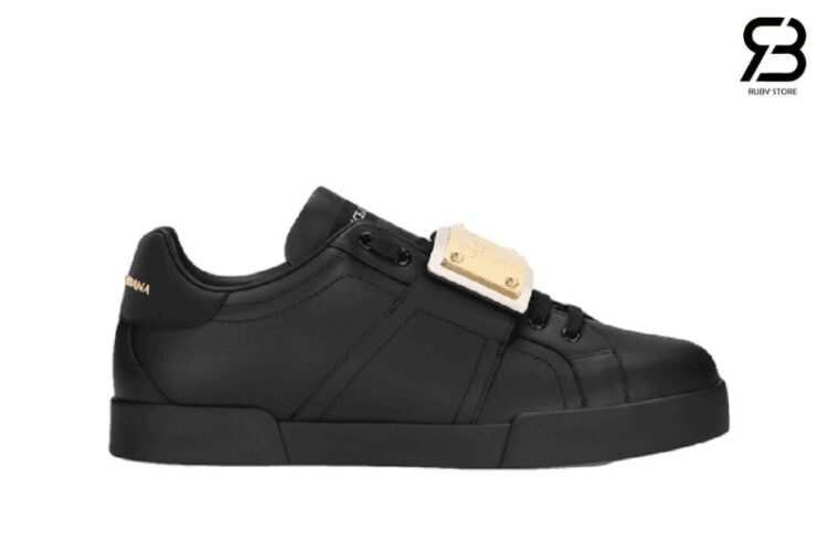 Giày Dolce & Gabbana Calfskin Portofino Branded Tag Black Đen Tag Vàng