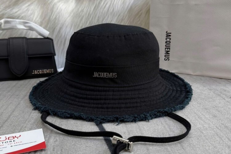 Mũ Jacquemus Le Bob Artichaut Bucket Hat Black 58CM Màu đen