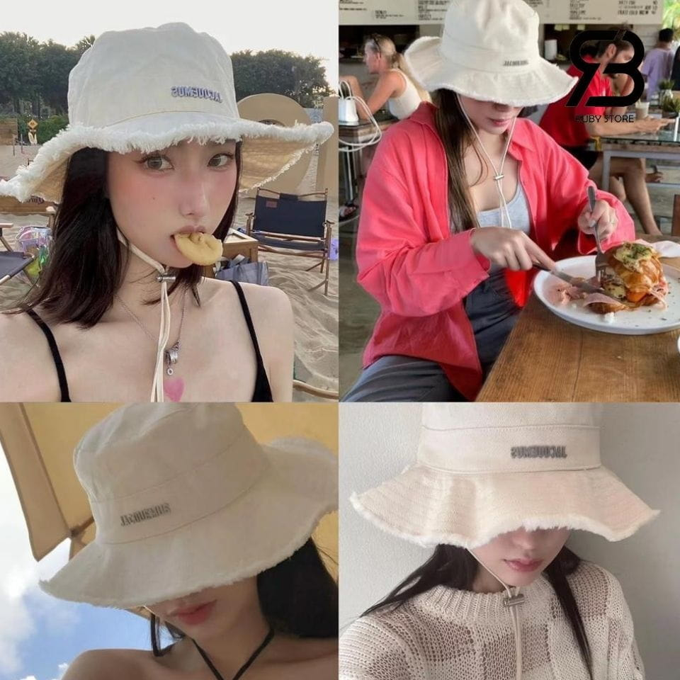 Mũ Jacquemus Le Bob Artichaut Bucket Hat Off White 58CM Trắng Kem