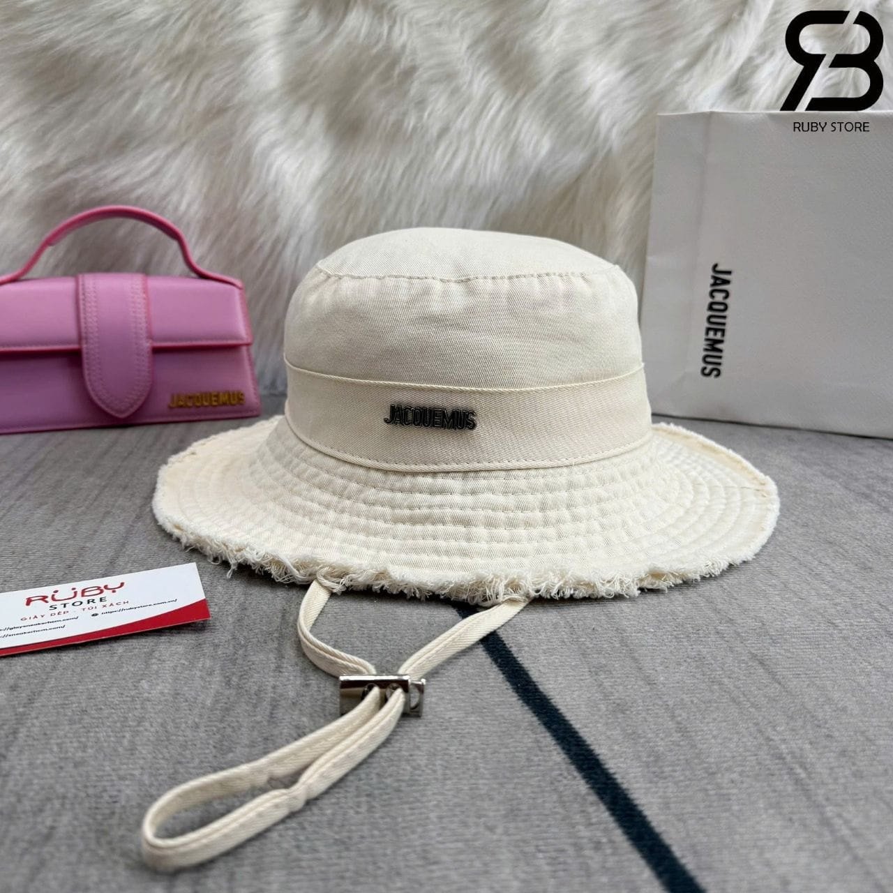 Mũ Jacquemus Le Bob Artichaut Bucket Hat Off White 58CM Trắng kem