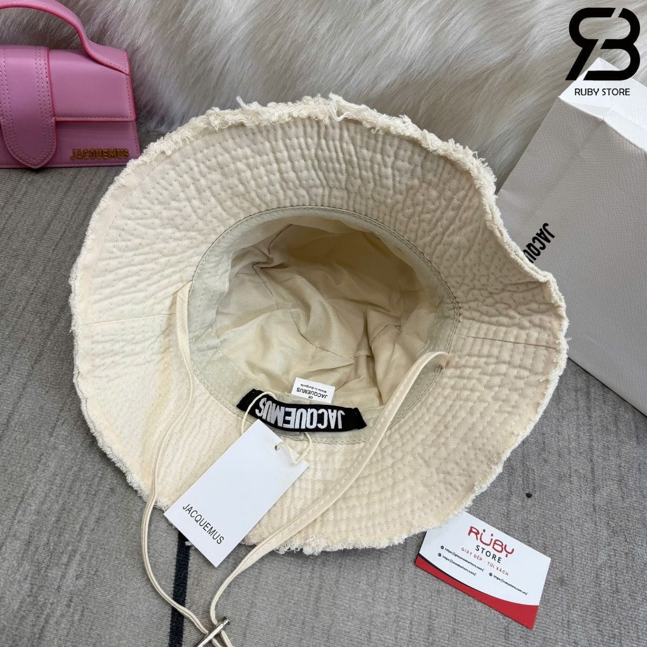Mũ Jacquemus Le Bob Artichaut Bucket Hat Off White 58CM Trắng kem