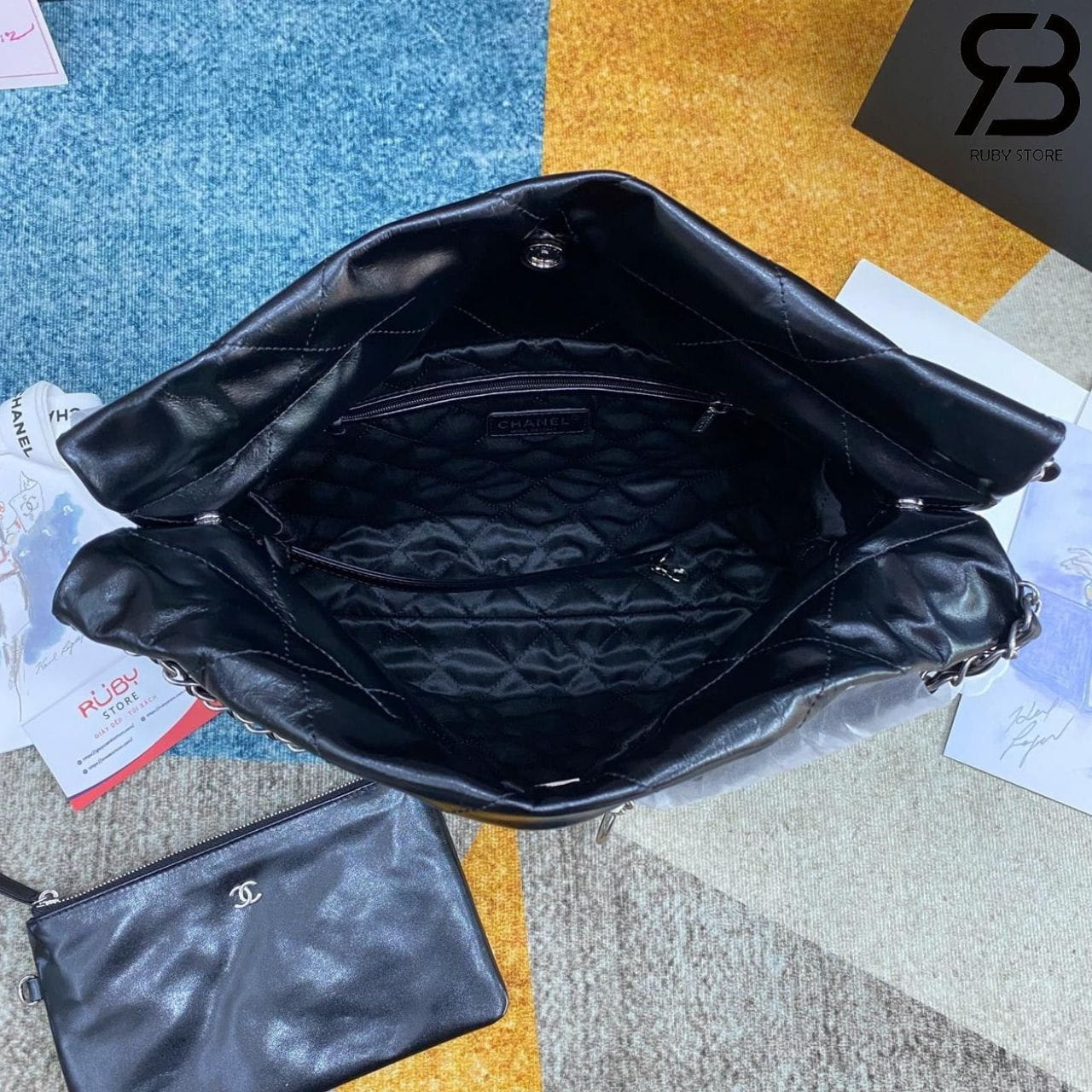 Túi CN 22 Shopping Bag Small Black SHW Size 35 Đen