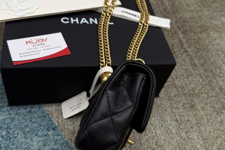 Túi CN 24P Mini Sweetheart Flap Bag Size 19 Black Caviar GHW Best Pháp