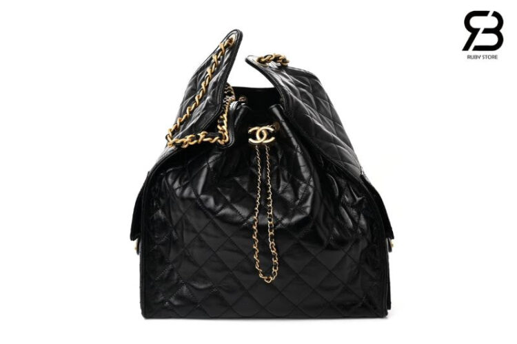 Túi CN 25 Medium Crumpled Calfskin GHW đen Khóa Vàng
