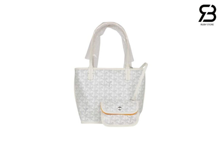 Túi Goyard Anjou Mini Reversible Bag Goyardine and Leather White Silver
