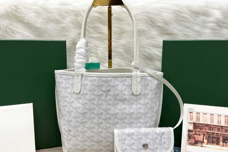 Túi Goyard Anjou Mini Reversible Bag Goyardine and Leather White Silver