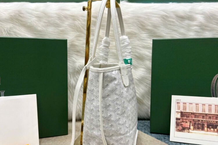 Túi Goyard Anjou Mini Reversible Bag Goyardine and Leather White Silver
