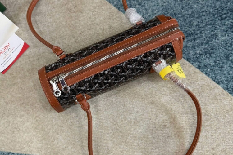 Túi Goyard Bonbonnière Bag Black Tan Goyardine Canvas Nâu đen