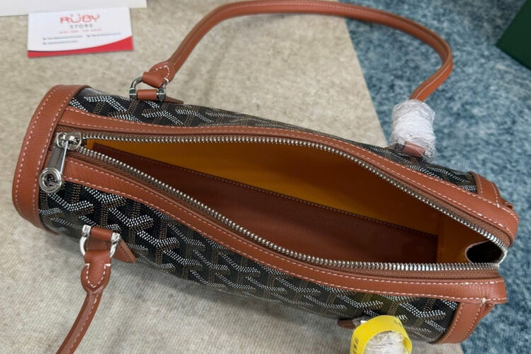 Túi Goyard Bonbonnière Bag Black Tan Goyardine Canvas Nâu đen